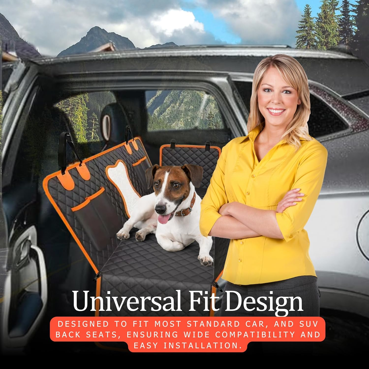 Back Seat Extender for Dogs, Hard Bottom Dog Hammock for Car with Mesh Vision Window | Waterproof, Dog Car Seat Cover Includes Carry Bag - Foldable & Easy to Store Compatible with Cars SUV & Trucks image number 6