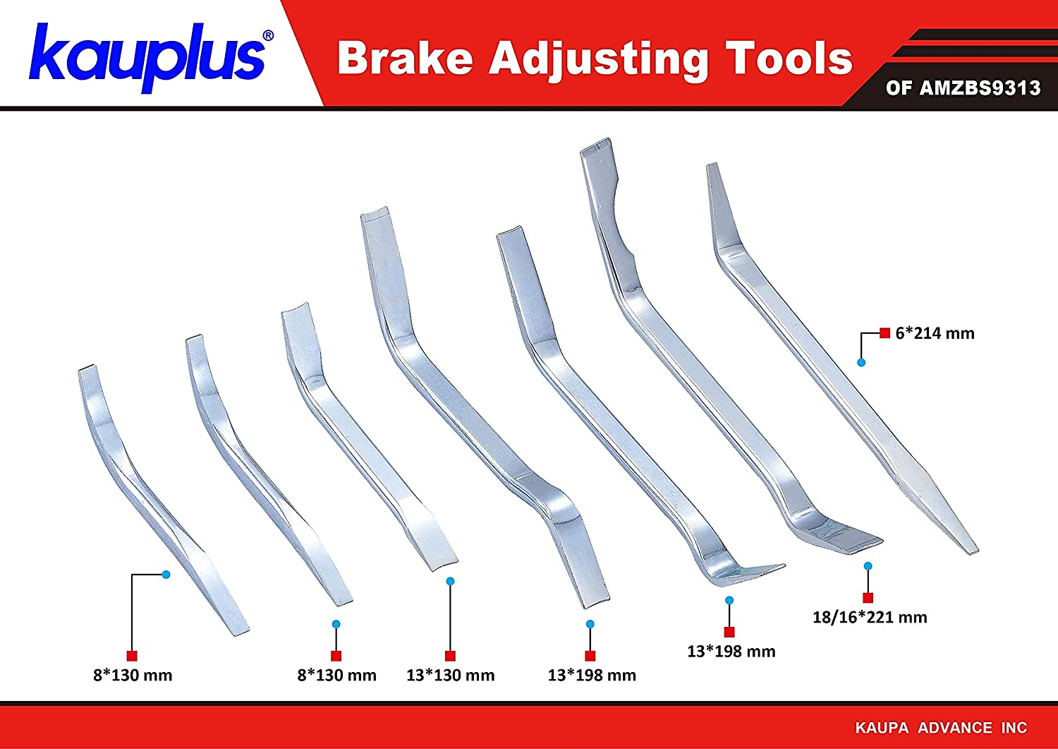 Brake Service Kit, 14-Piece Professional Drum Brake Tool Set W/Brake Lining Gauge&hellip; image number 5