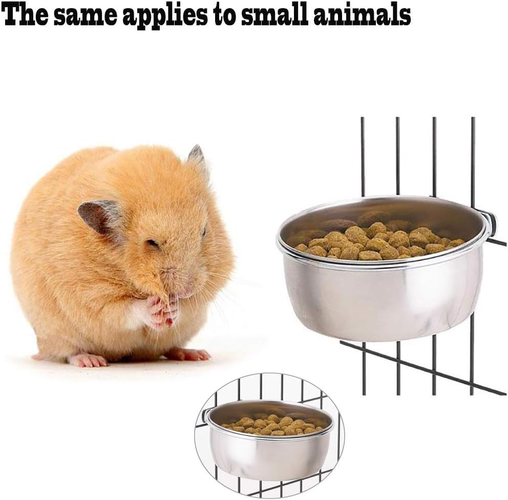 Parrot Feeding Cups Birds Food Dish Stainless Steel Parrot Feeders Water Cage Bowls with Clamp Holder for Cockatiel Conure Parakeet Parrots (Silver, One Size) image number 2