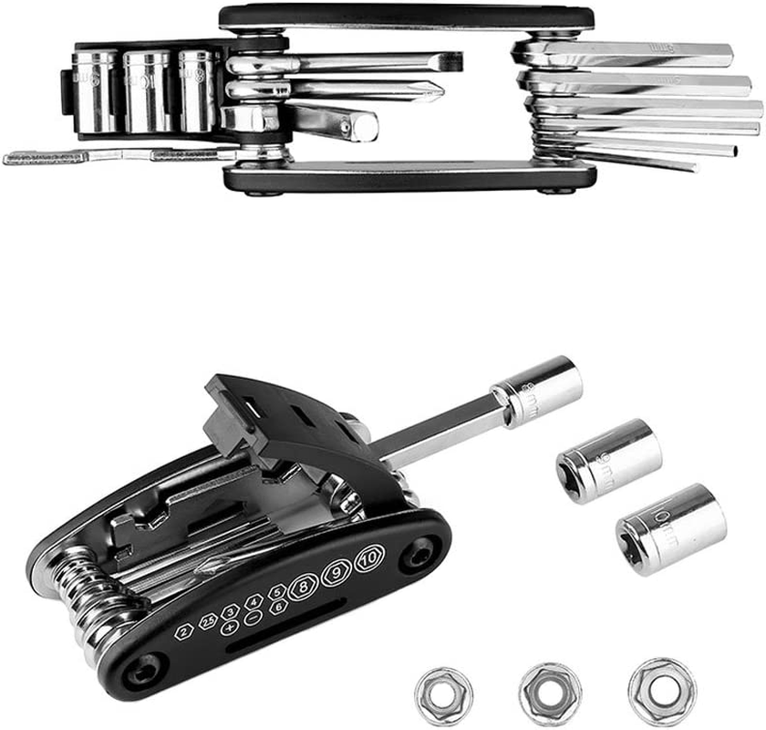 WOTOW 16 in 1 14 in 1 Multi-Function Bike Bicycle Repair Tool Kit Allen Wrench with Tire Pry Bars Rods - 16 In 1 + Bag image number 2