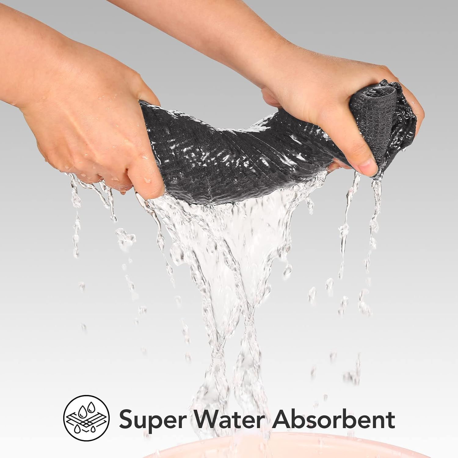 PY HOME & SPORTS 8 Pack Cotton Waffle Weave Kitchen Towels 17 X 25, Super Absorbent Kitchen Hand Dish Cloths for Drying and Cleaning (Dark Grey) - Dark Grey image number 5