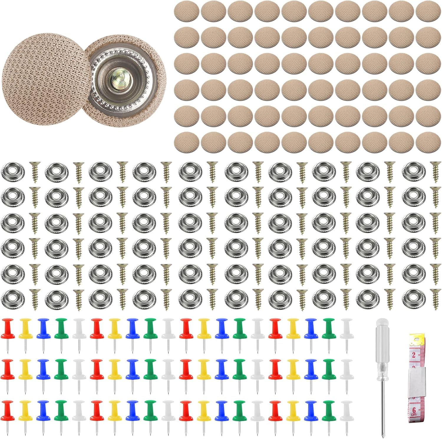60 Pairs Car Roof Repair Screws Button for Car Roof Repair Tool Repair Rivets Car Roof Car Upholstery Thumbtacks for Canopy (Beige-A)