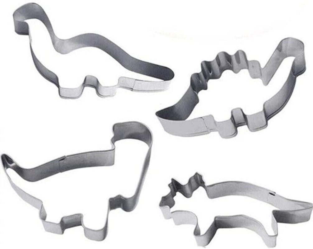 AIMALL 4X Stainless Steel Dinosaur Cookies Cutter Biscuit Pastry Cake Fondant Mould, Precision Shapes for Biscuit, Pastry, and Fondant Crafting, Ideal Kitchen Gift image number 2