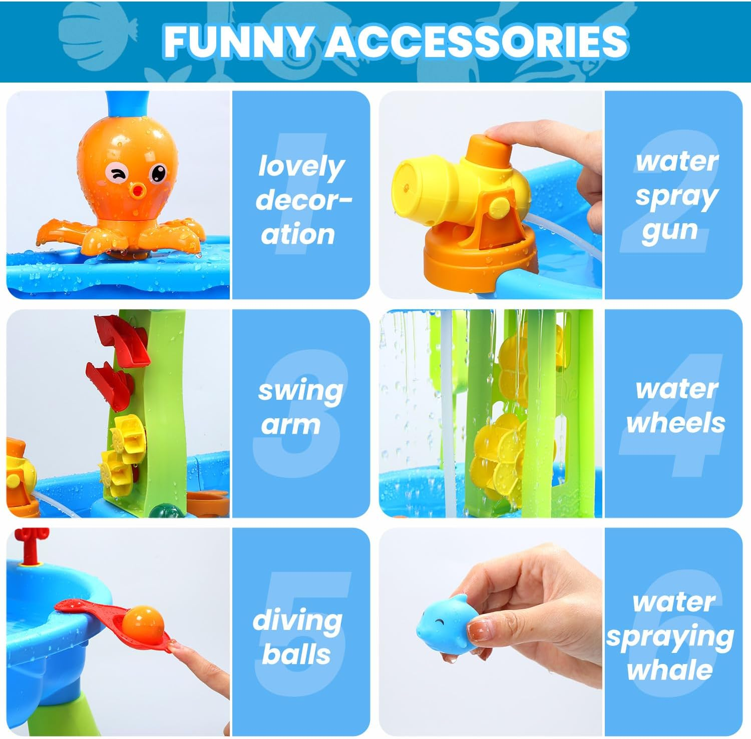 Skirfy 3-Tier Water Table for Toddlers Kids, Outdoor Sand and Water Play Water Activity Tables Beach Toys for outside Backyard for Toddlers Age 3-5 image number 1