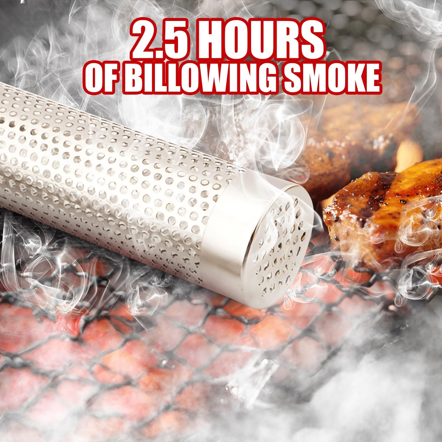 Smoke Tube for Pellet Grill, 5 Hours of Billowing Smoke, Stainless Steel Pellet Smoker Tube for All Grill or Smoker, Hot or Cold Smoking (Round-6 Inch) - Round-6 Inch-2 Pcs image number 5