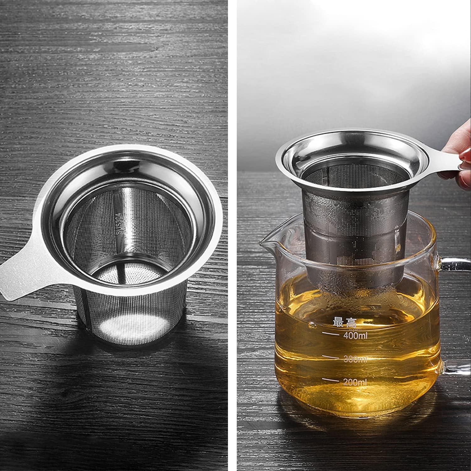 Premium Stainless Steel Universal Tea Strainer,Stainless Steel Fine Mesh Tea Infuser & Coffee Filter Strainer - Reusable, Easy Clean Brew Basket for Loose Leaf Tea and Ground Coffee image number 3