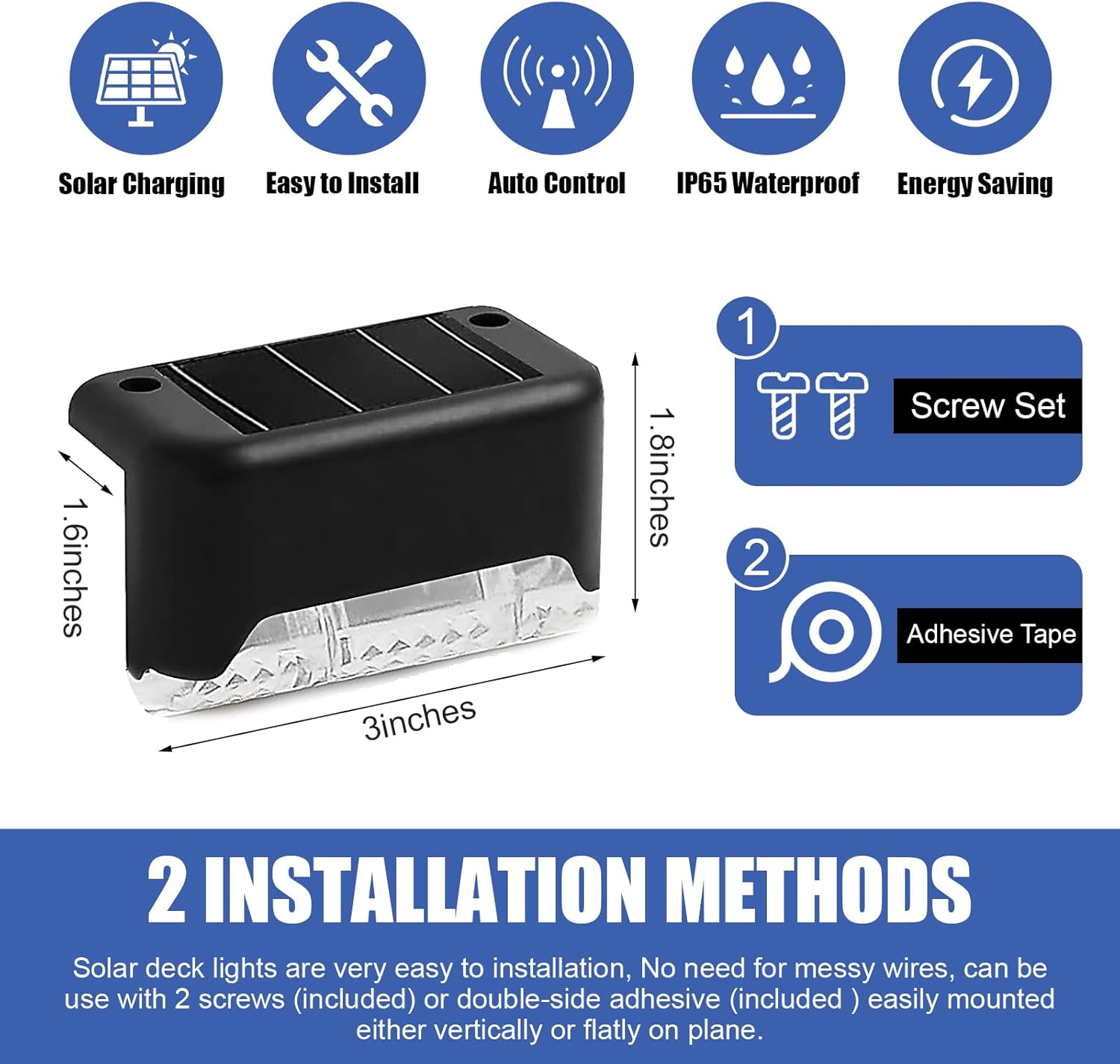 Outdoor Solar Deck Lights, Solar Step Lights Waterproof Led Solar Lights, Outdoor Stairs Solar Lights, Outdoor Lights for Deck, Step, Railing, Wall, Patio, Stair and Driveway Path (24 Pack) image number 3