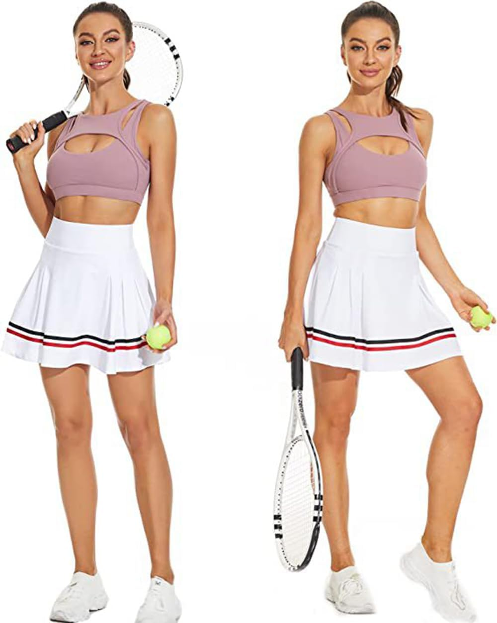 Threeh Women'S Pleated Tennis Skirts Athletic Casual Skorts with Pockets Built-In Shorts High Waisted Golf Sport Skirt