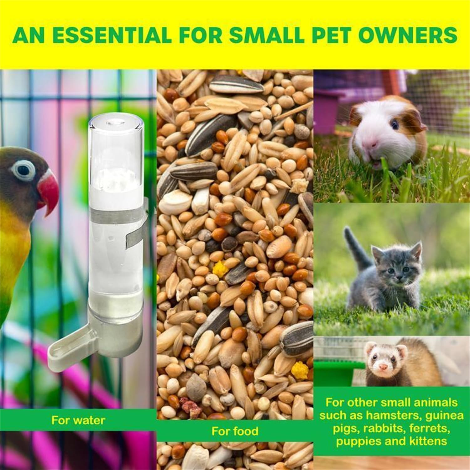 Leona Co Bird Parrot Food and Water Dish Set - Plastic Bird Parrot Food Feeding Cage Bowl with Stainless Steel Holder and Birds Feeder Dispenser Bottle image number 5