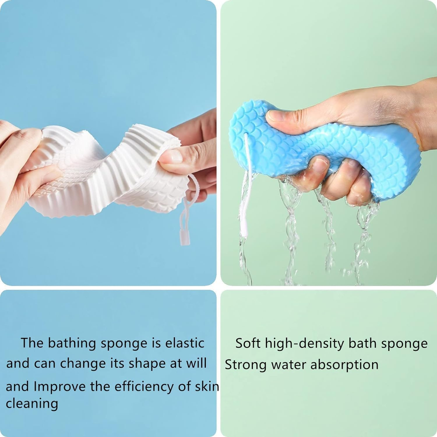 2Pcs Gentle Exfoliating Bath Body Shower Sponge - Soft Baby Brush for Cleaning and Soothing image number 4