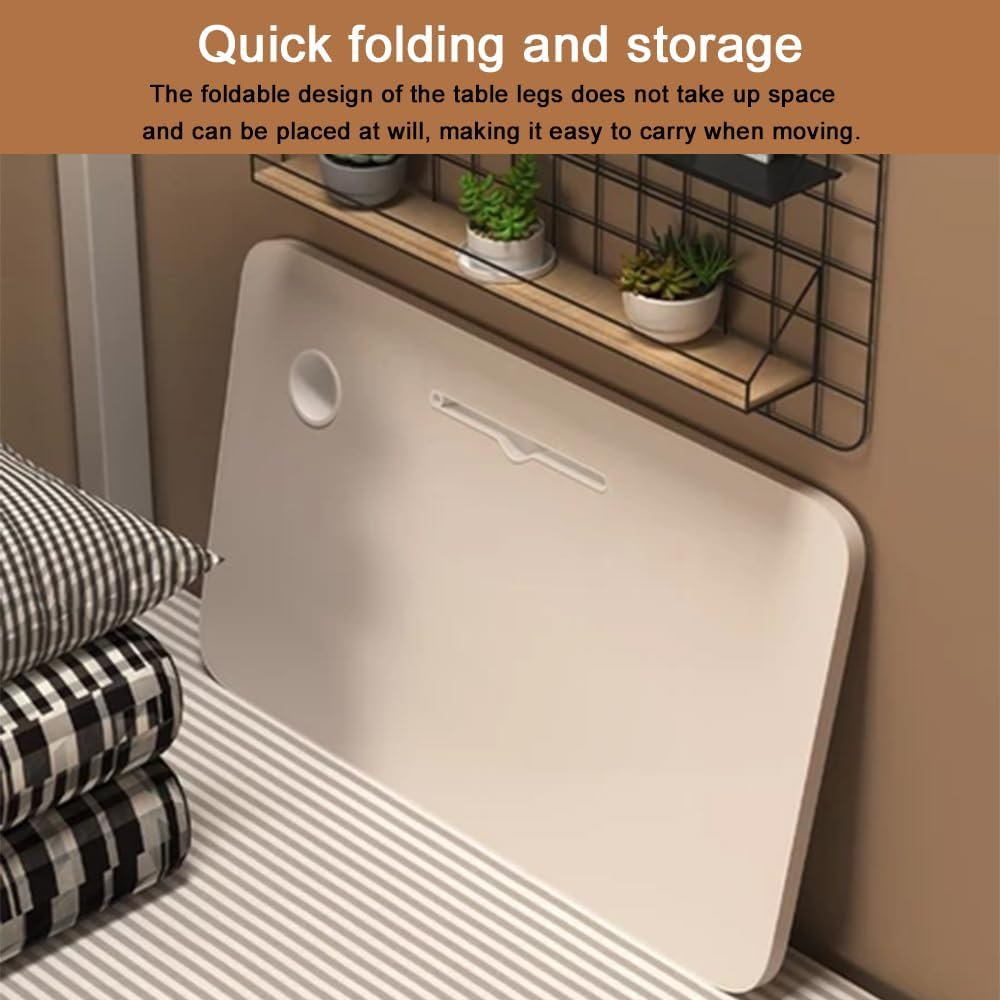 Laptop Bed Table, Portable Foldable Desk with Card Slot and Cup Holder, Lap Desk Laptop Stand Tray Table Floor Table Serving Tray for Eating Reading Working (White Maple)