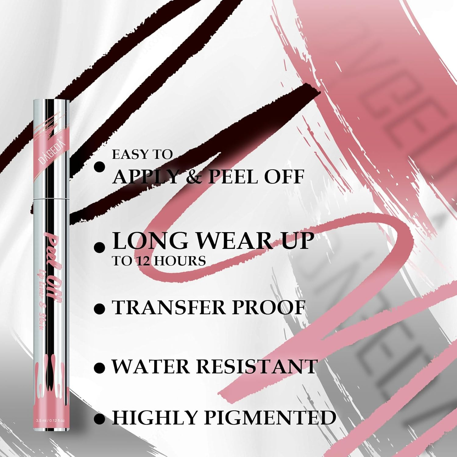 DAGEDA Peel off Lip Liner Stain, Tattoo Lip Liner Peel off Lip Stain with Tweezer, Transfer Proof, Waterproof, Long Lasting Lip Stain, Highly Pigmented Matte Finish Lip Tint Stain (Romance) - Sweet image number 5