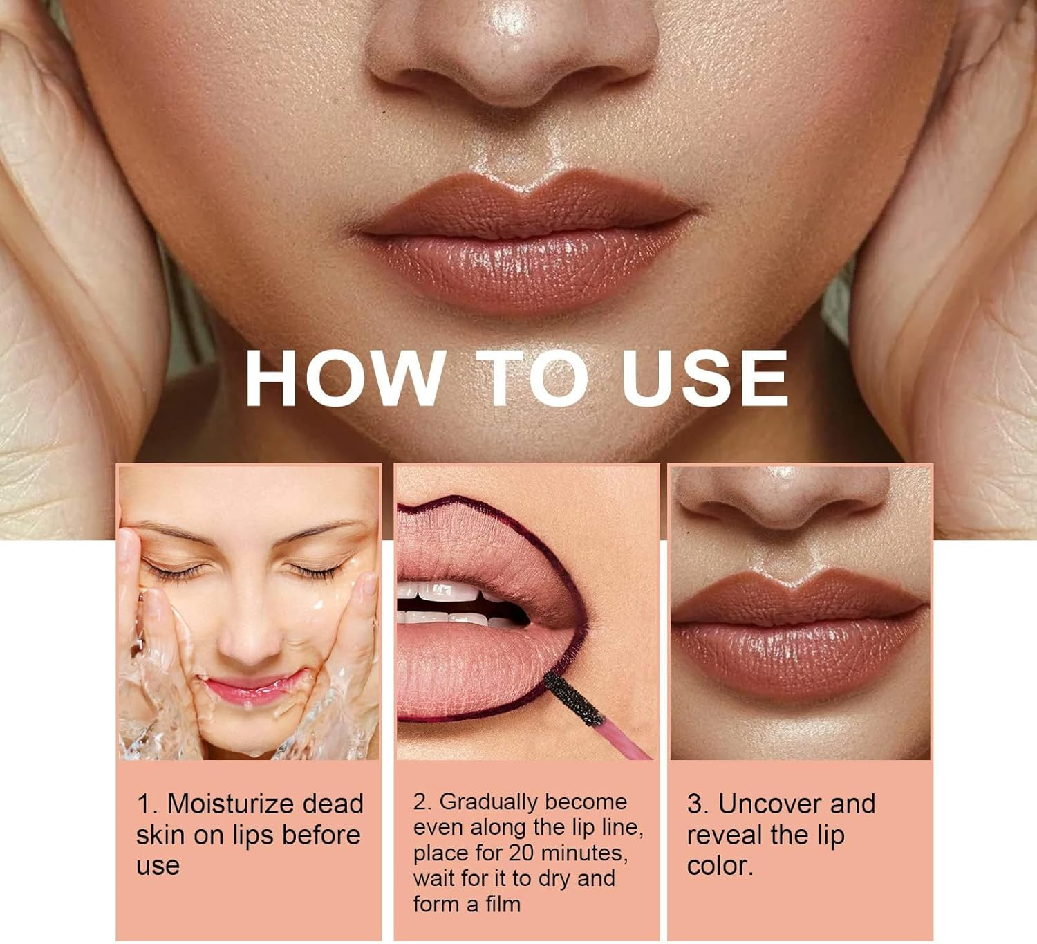 Boulari Lip Stain and Liner, Peel off Long Lasting Waterproof Lip Tint (01#+02#)