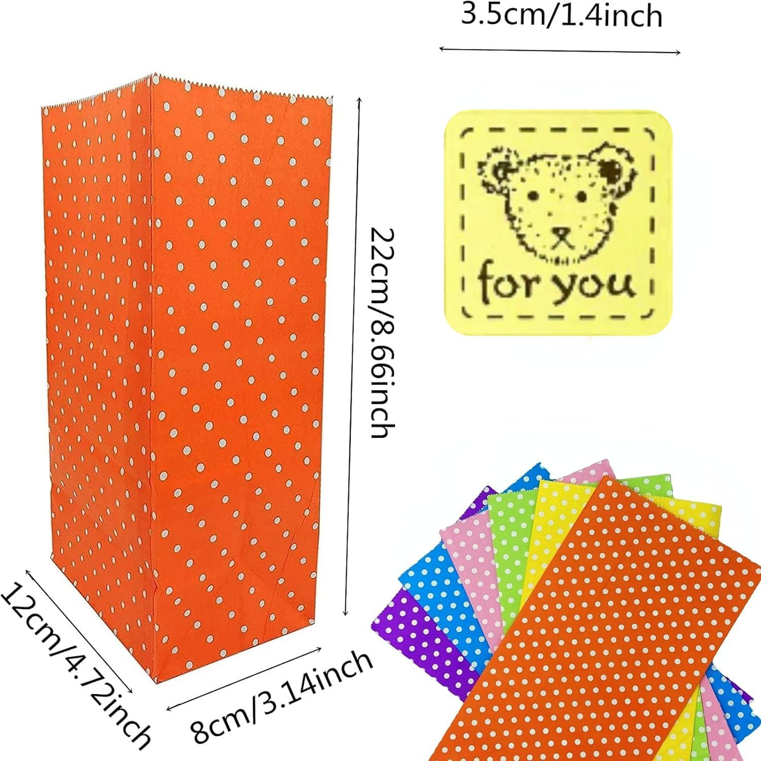 Party Favor Gift Bags,24 Packs Merchandise Party Bags with Sealing Stickers Polka Dot Candy Buffet Treat Gift Pack Bags for Wedding Shopping image number 2