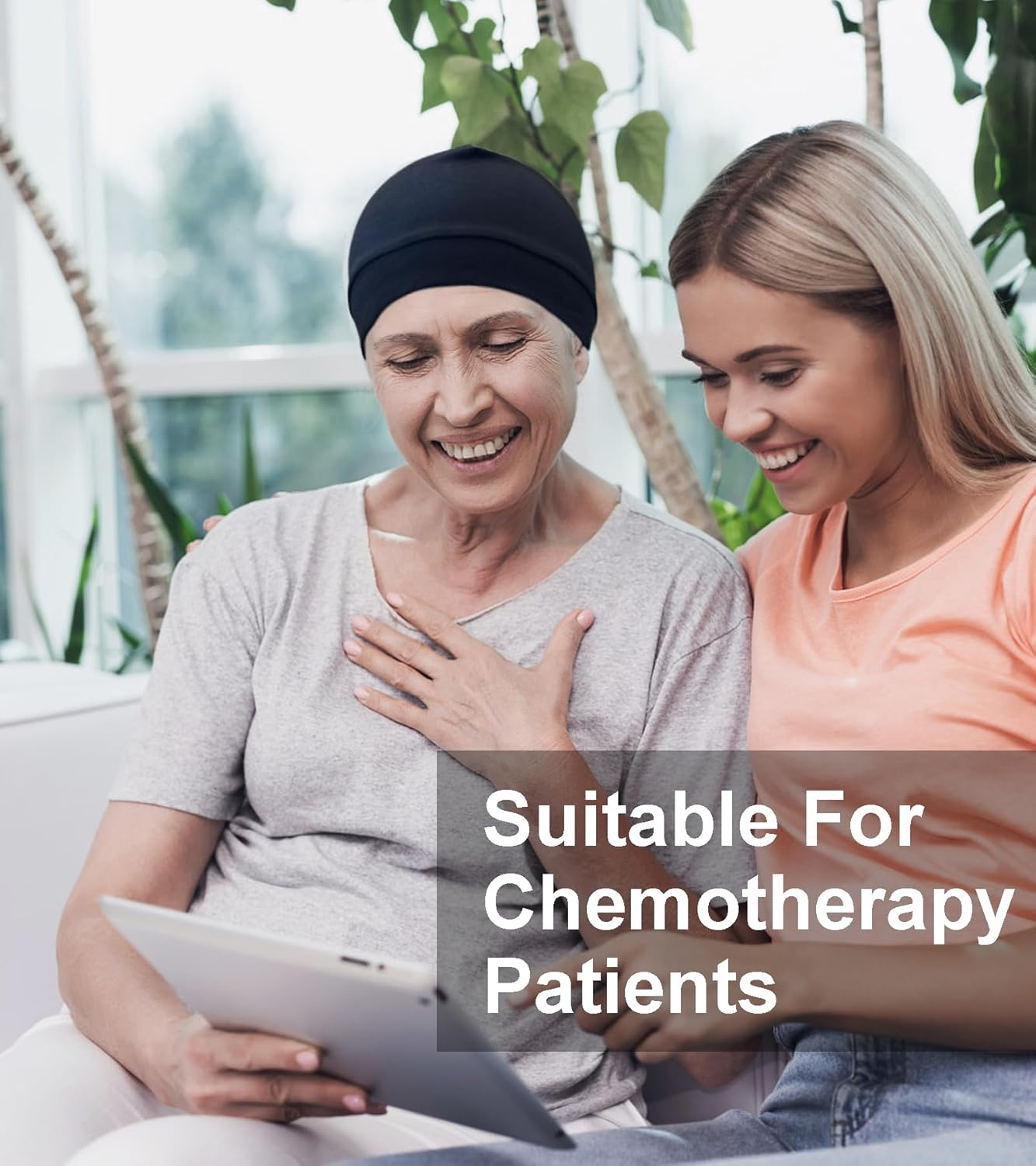 3 Pieces 100% Cotton Skull Caps Beanie for Men Women Lightweigt Night Cap Sleep Hats Breathable Helmet Liner image number 2