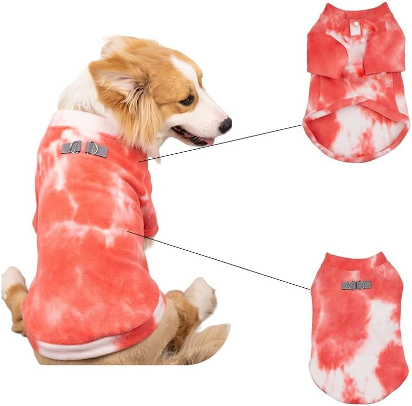 Dog Small Medium Dogs Tie Dye Pet Coat Dog Clothes Dog Pajamas Fall Winter Daily Warm Polar Fleece Soft Doggie Halloween Christmas Festival Apparel for Dogs Cats (Pink White, M) image number 4