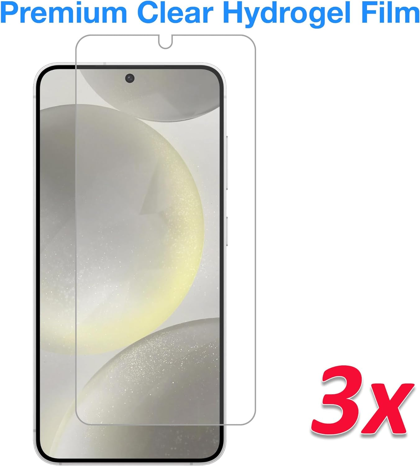 MEZON [3 Pack] Samsung Galaxy S25 / S24 (6.2") Premium Hydrogel Clear Fingerprint Unlock Edge-To-Edge Full Coverage Screen Protector Film (Galaxy S25, Hydrogel) image number 6