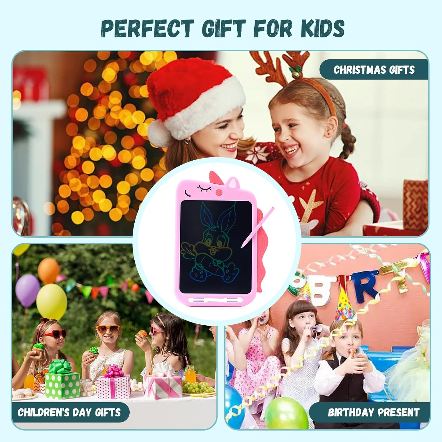 Pink Unicorn LCD Writing Tablet for Kids, Magical Doodle Drawing Pad for Girls and Boys, Erasable Writing Board for Preschool Toddlers & Kids Aged 3-12, Perfect Christmas & Birthday Creative Fun image number 5