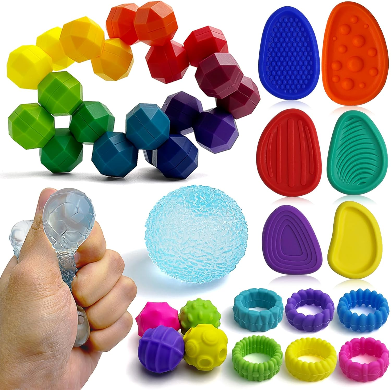 Fidget Toys Sensory Toys Set for Autism Kids Claming - 18 Pack Textured Soft Fidget Stress Toys for Students Anxiety Relief