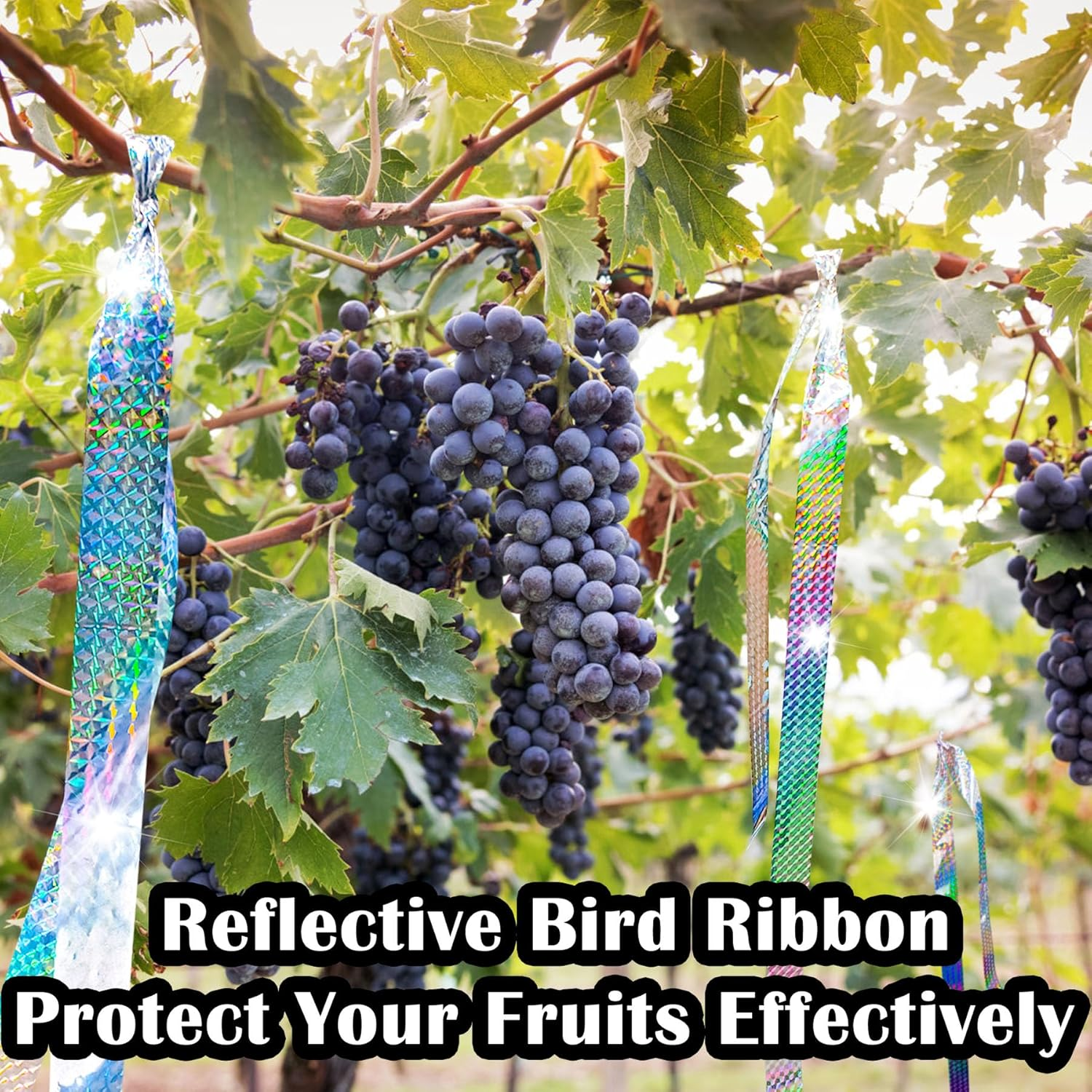 [492FT] Effective Birds Scare Ribbon, Reflective Flash Reflectors to Keep Pigeons, Hawks, Woodpeckers, Geeses Away from Trees Plants Crops image number 5