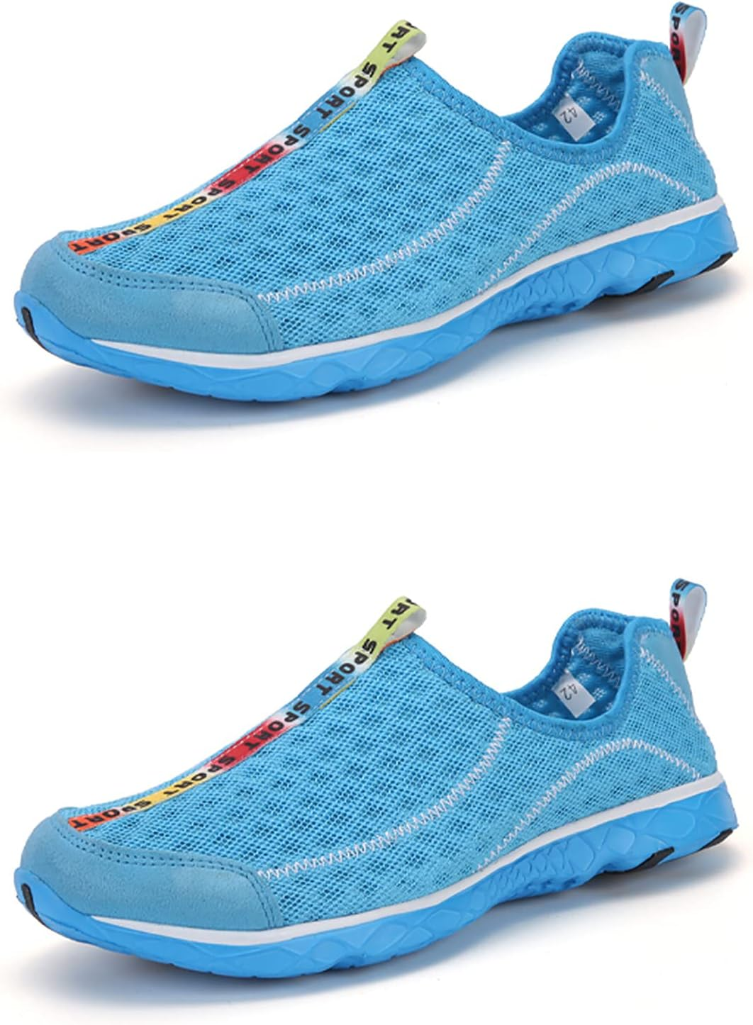 OYUEGE Womens Quick Drying Water Shoes for Beach Water Sports Light Soft Nonslip Walking Beach Running Shoes (Blue 27.5 Cm) image number 5