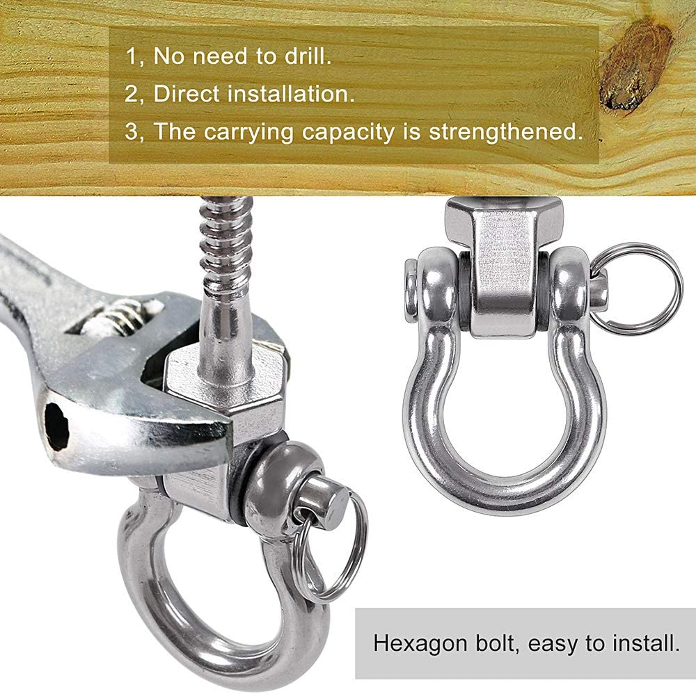Besthouse Set of 2 Permanent Antirust Stainless Steel 304 Screw Bracket Heavy Duty Swing Hanger 1800LB Capacity, Indoor Outdoor Playground Yoga Hammock Chair Sandbag Punching Bag, Hardware Swing Sets image number 6
