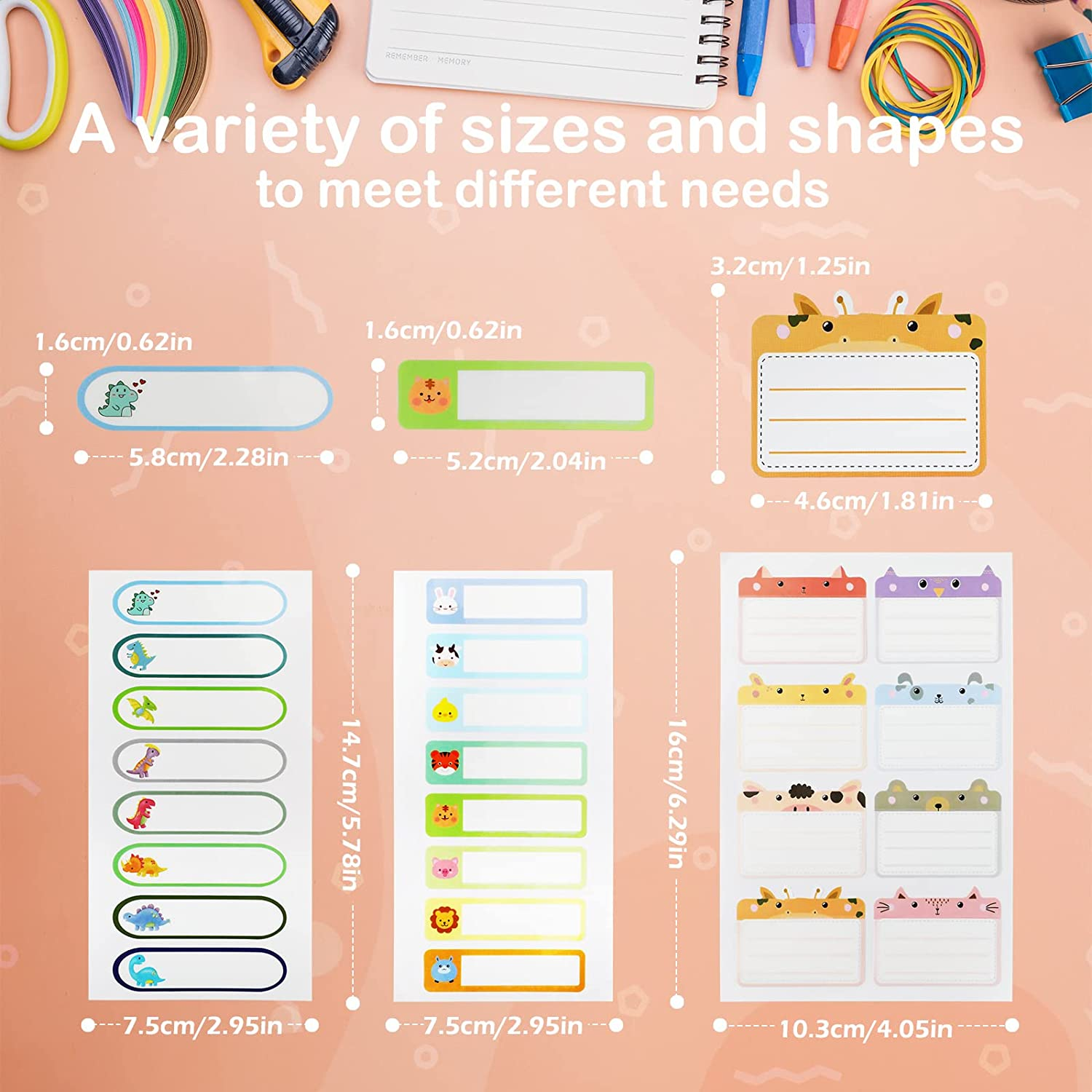 Geeric 168 Pcs Baby Bottle Labels for Daycare, Tinabless School Name Labels for Kids Self-Laminating Waterproof Write-On Name Labels Dishwasher Safe Stickers Kids Name Tags,Assorted Sizes & Colors image number 1