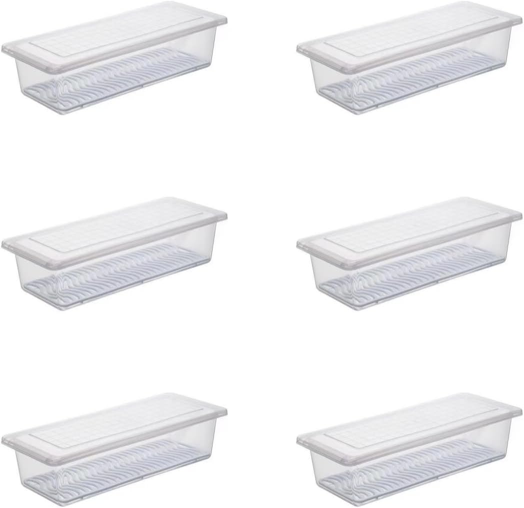 6 Pcs Stackable Fridge Organiser Bins with Lids and Removable Drain Basket, Fresh Container Food Storage Containers for Fruit & Vegetable Storage or Wash, Kitchen Storage & Organisation（Small） image number 5