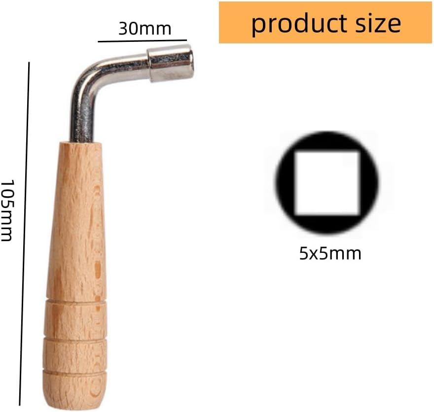 1Pc Piano Tuning Key, Music Instrument Tuning Wrench,Portable Autoharp Tuning Wrench, Harp Tuning Pins L-Shaped Harp Tuning Key with Wood Handle for Home and Smusic Studio
