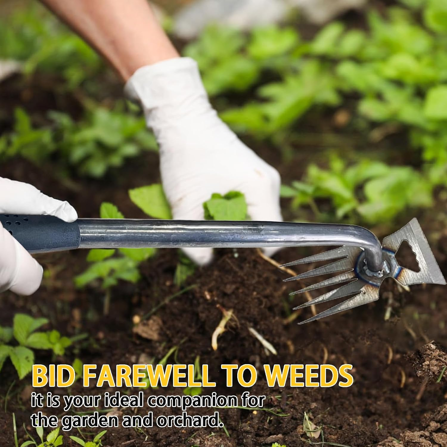 Weed Puller Tool, Upgrade Durable Garden Weeder Tool Set, Featuring a Dual-Purpose Manual Weed Removal Tool with Manganese Steel Teeth and Included Garden Gloves, Portable Tool for Gardens/Backyards. image number 3
