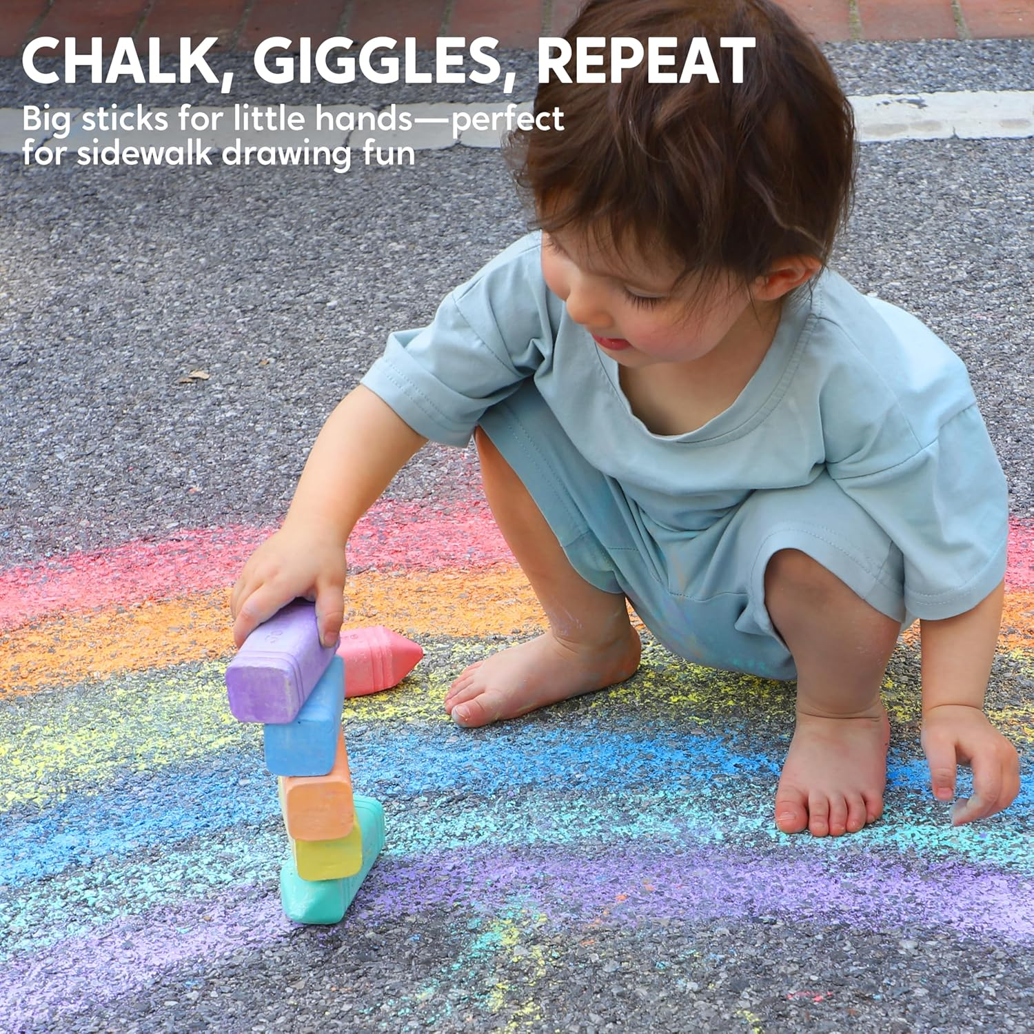 JOYIN 6 PCS Jumbo Sidewalk Chalk with 6 Colors, Washable Sidewalk Chalk for Kids, Non-Toxic Art Supplies, Outdoor Games, Playground Accessories image number 4