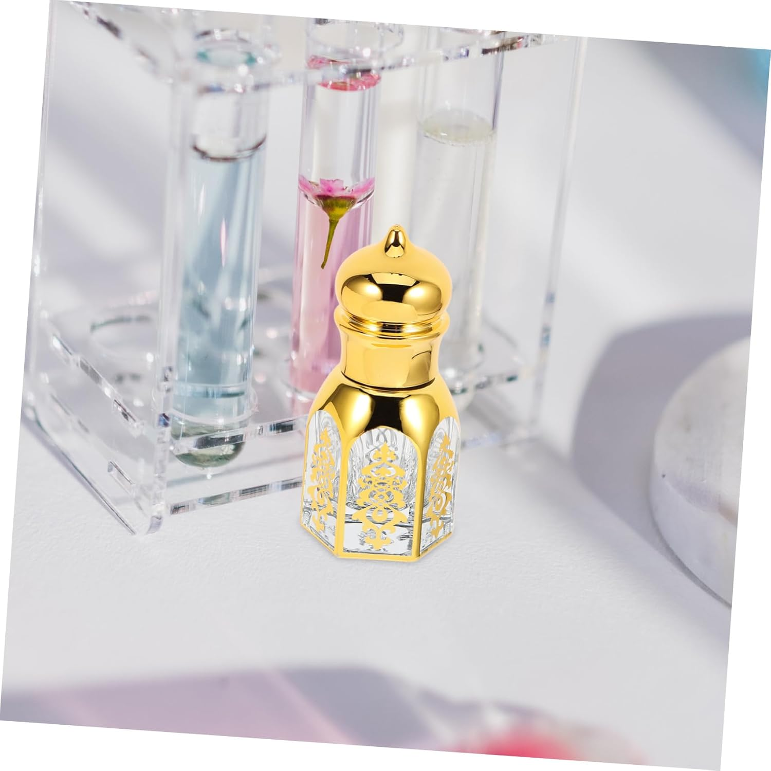 Luxshiny 2Pcs Vintage Style Glass Roller Bottles for Essential Oils Portable Perfume Containers Roller for Easy Application for Travel and Giving image number 3