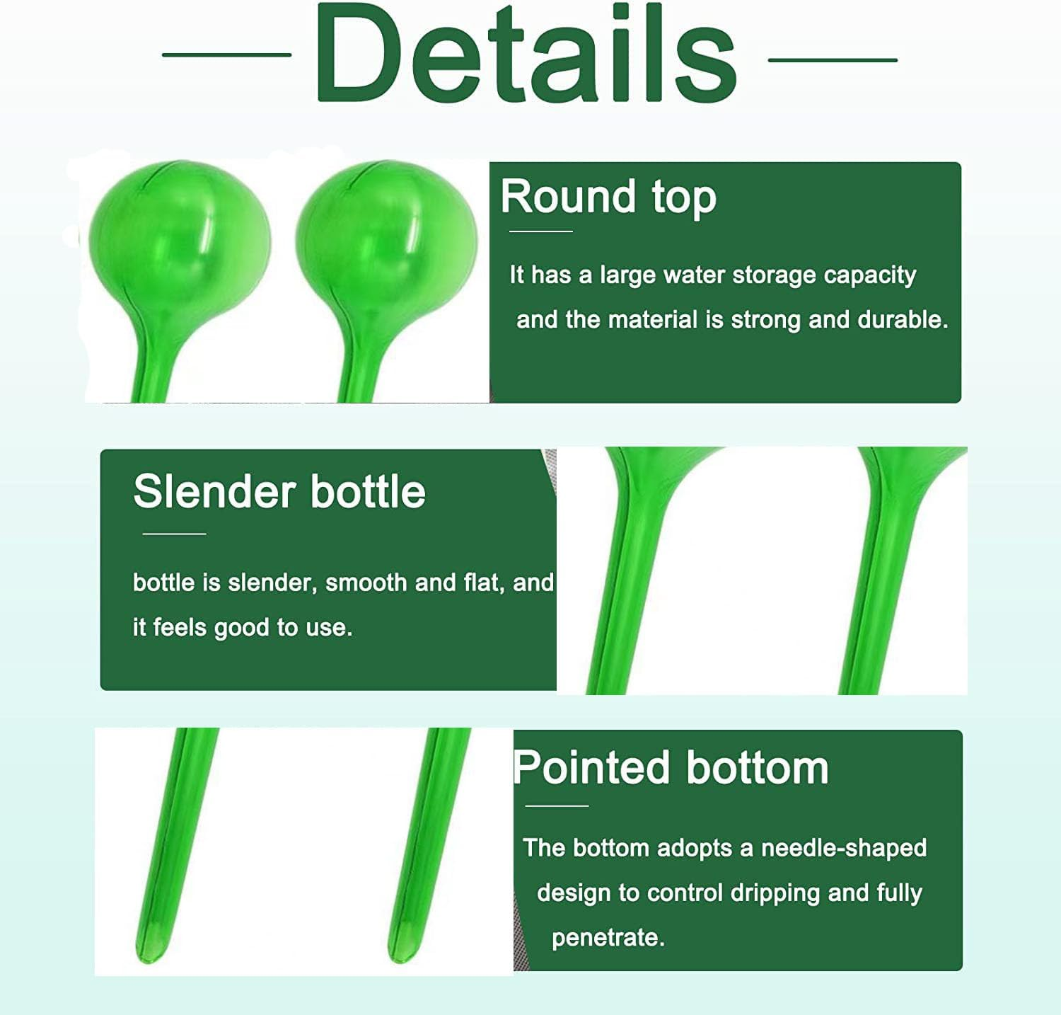 12 Pcs Plant Watering Globes,Plant Self-Watering Bulbs,Garden Watering Globes Device,Transparent Automatic Water Device for Garden Plant Indoor Outdoor(Green)