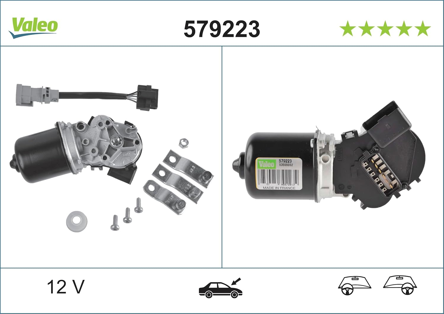 VALEO Wiper Motor 12V Front Bolted image number 2