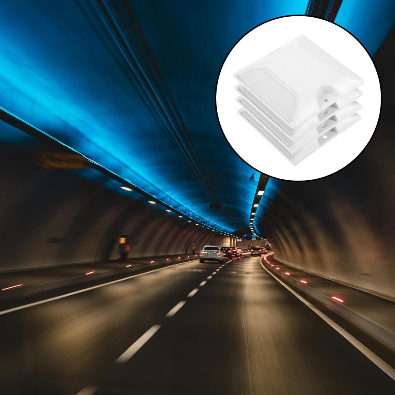 Reflective Road Studs Pavement Markers 4Pcs ABS Raised Plastic Highway Accessories High Visibility Reflectors for Driveway Entrance Night Safety image number 5