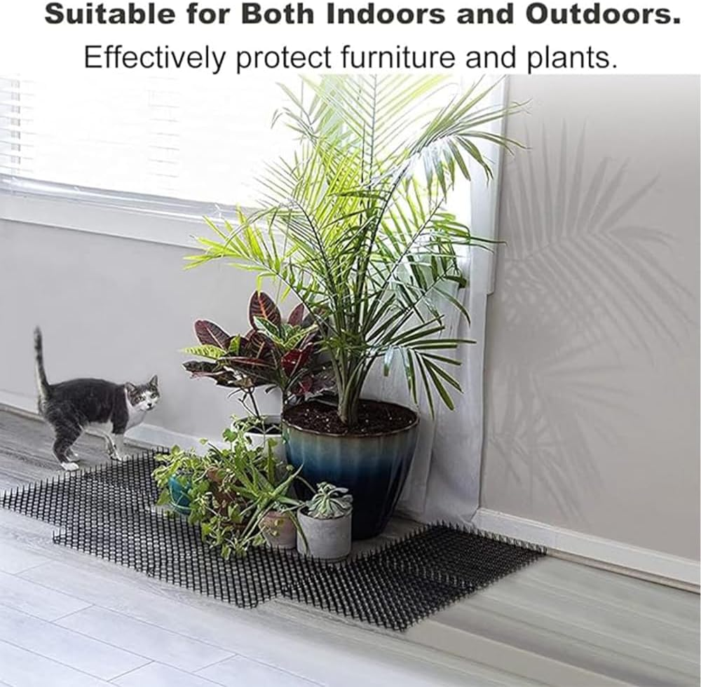 Cat Deterrent Scat Mat, 12 Pack Cat Spike Mat, Anti-Cat Network Cat Strips, 15X20Cm Cat Deterrent Mat for Indoor and Outdoor with 12 Staples 20 Cable Ties image number 4