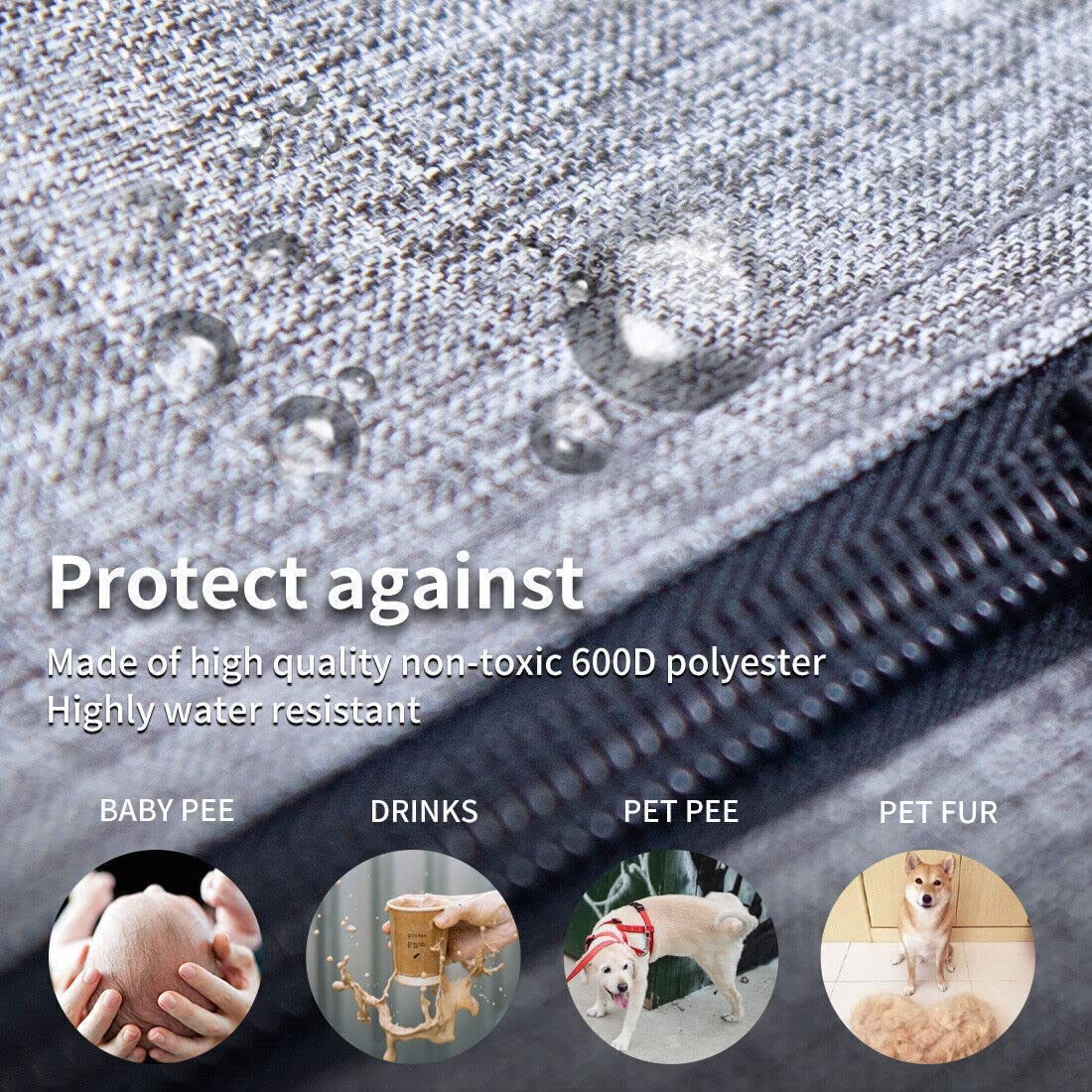 Ondoing Foldable Dog Crate, Portable Pet Outdoor Carrier, Car Travel Cage, Kennel with Mat, Transport Cage, Folding Dog Crate for Traveling, Multifunctional, Heavy Duty, Grey, 50X34X34Cm image number 5