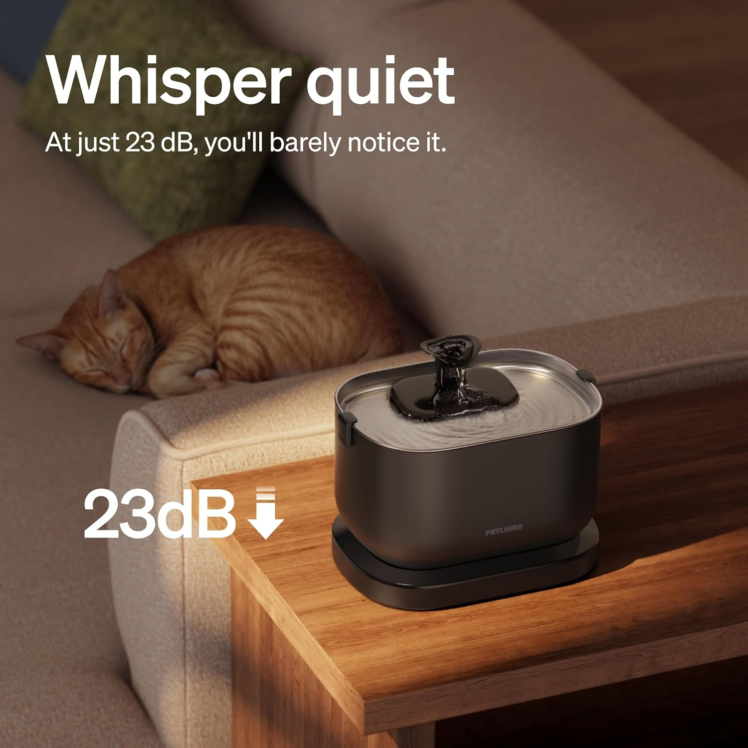 PETLIBRO Cat Water Fountain, Cordless Pet Water Fountain Battery Operated, 2.5L/84Oz Dockstream Water Fountains for Cats Indoor, Cat Fountain with Stainless Steel Tray, Easy to Clean Bpa-Free image number 3