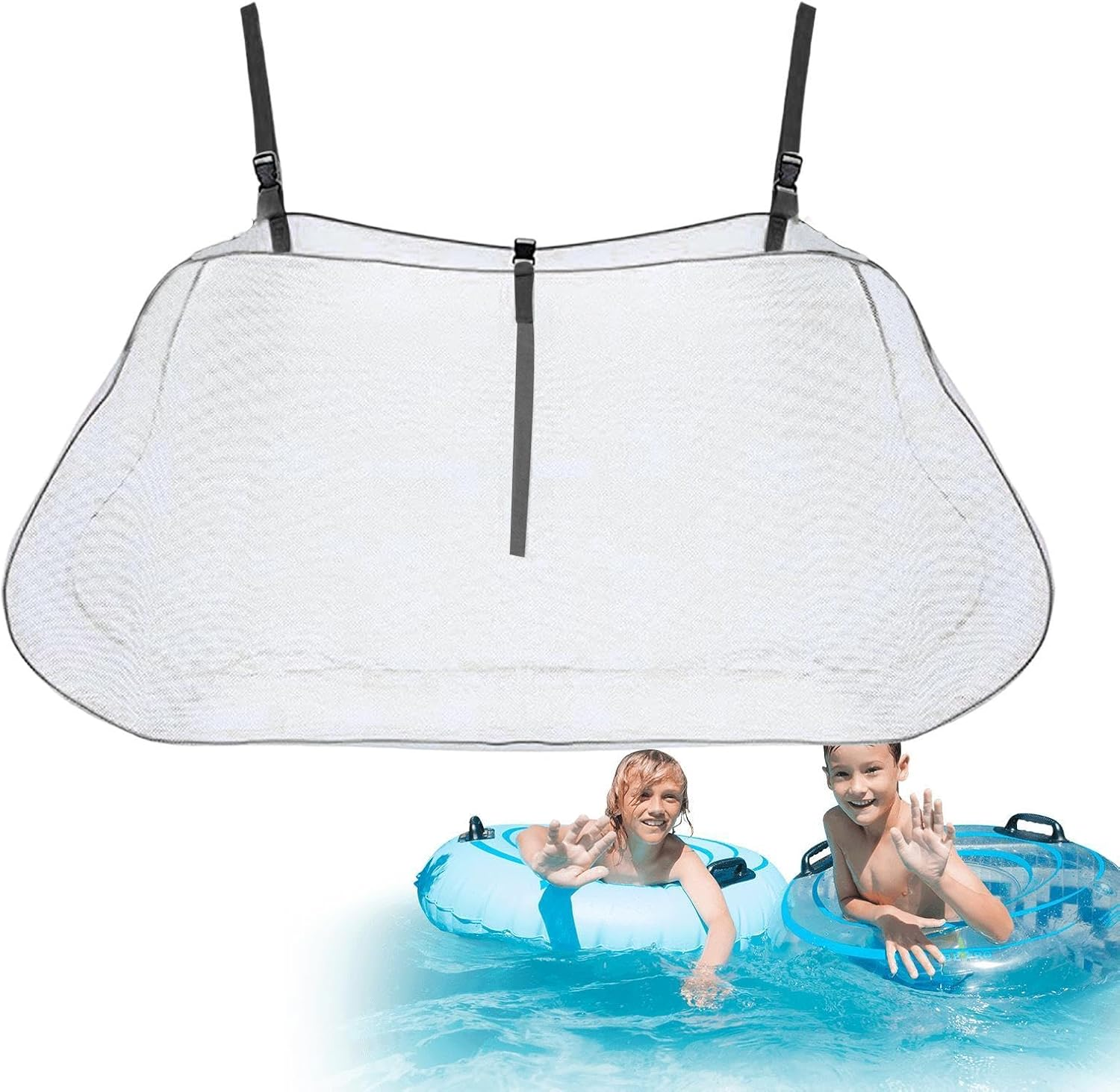 Pool Float Toy Storage Mesh Bag | Swimming Pool Storage Organizer - Large Capacity Adjustable Poolside Pouch, Fence Net Holder for Inflatables image number 3