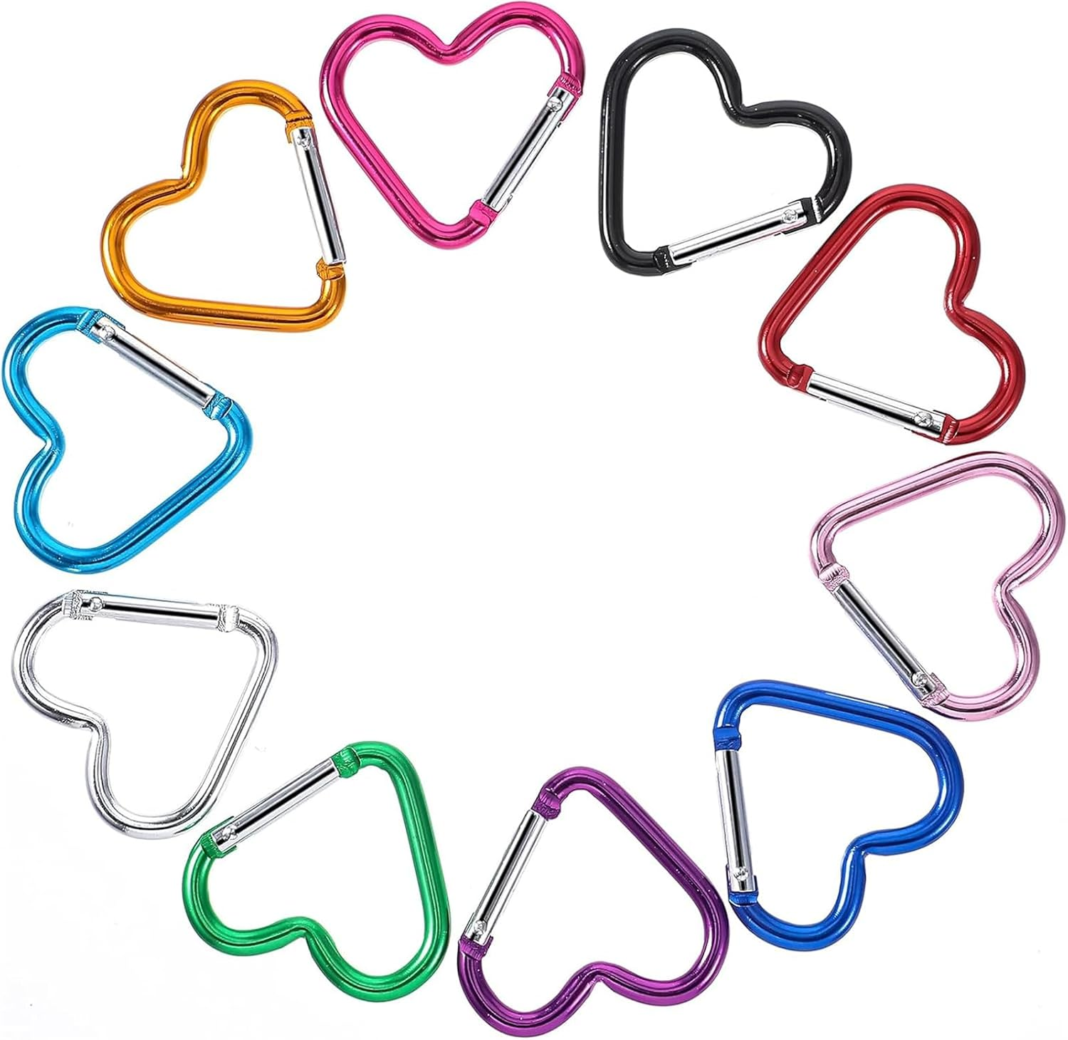 10 PCS Heart Shaped Keychain Carabiner Clips, Aluminum Heart Carabiner Spring Snap Hook Key Clip Connect Hooks for Keyring Belt Loop Water Bottle Backpack Hiking Camping image number 5