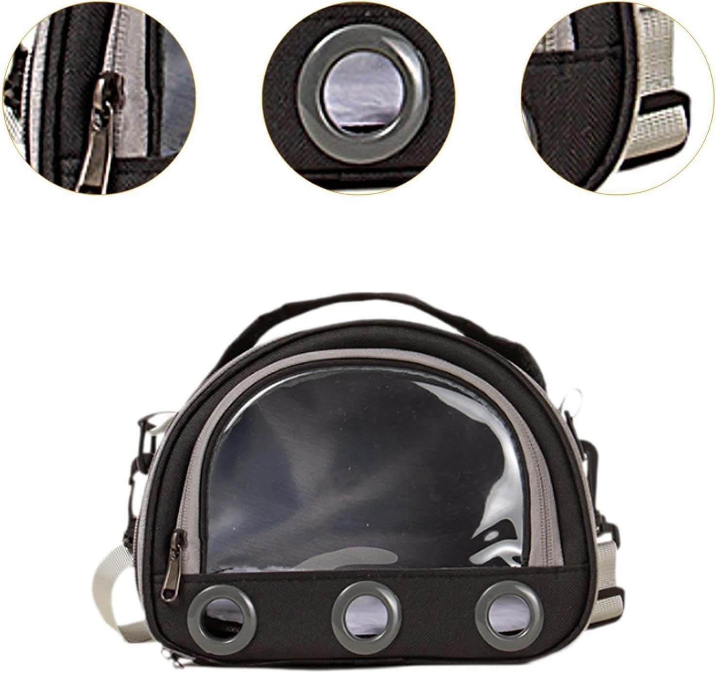 Hamster Travel Carrier Bag Guinea Pig Carrier Bag Travel Small Animals Chinchilla Outgoing Carrier Cage Carrying Shoulder Bag, Pink, S (Black,L) image number 1