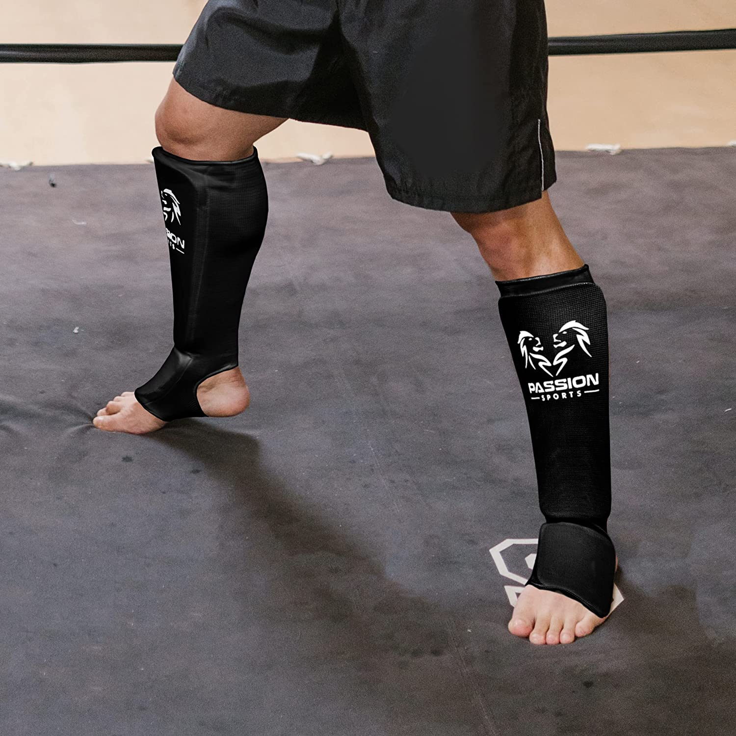 MMA Shin Instep Thick Padded Guard - Shin Instep Guard (Pair) Elasticated-Cotton Ideal for Martial Arts, Boxing, Taekwondo and Karate image number 1