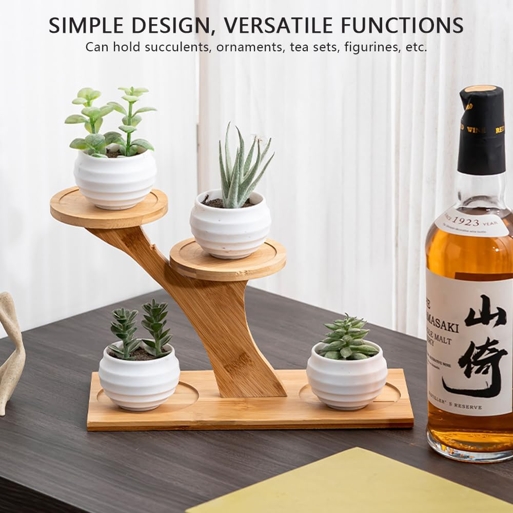 Window Sill Plant Shelf &ndash; Bamboo Desktop Plant Stand for Succulents, Herbs, and Flowers, Tabletop Plant Holder for Home, Office, Living Room, Bedroom Decoration image number 4