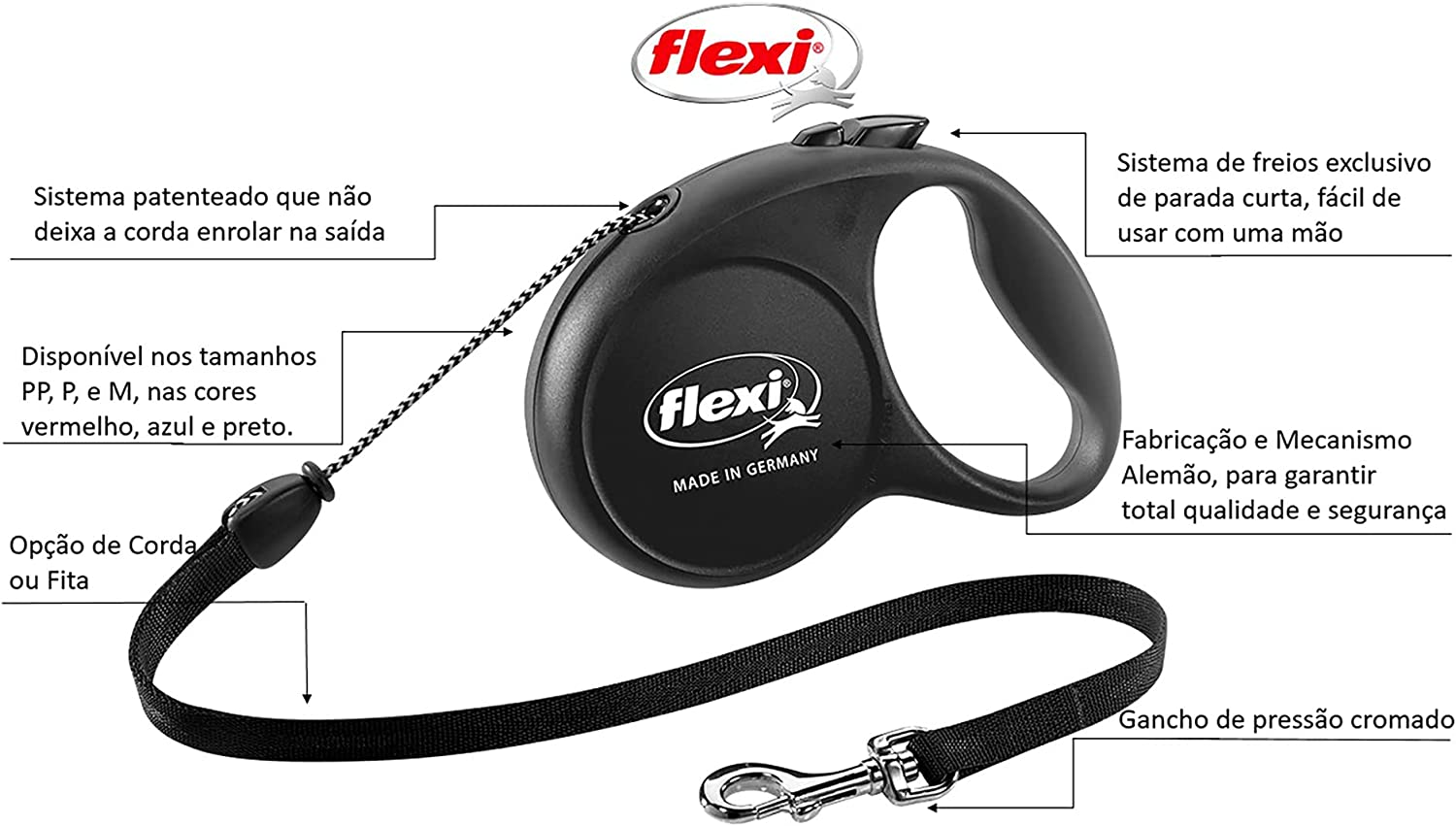 Flexi Fun Cord Retractable Dog Lead Black Small 5 Metres image number 2