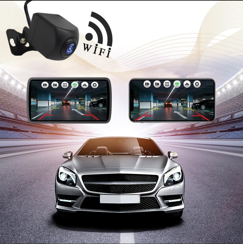 Wifi Reversing Camera Dash Cam, Wide-Angle Starlight Night Vision, Car Rear View Camera Mini Body, Water-Proof Tachograph for Iphone and Android image number 3