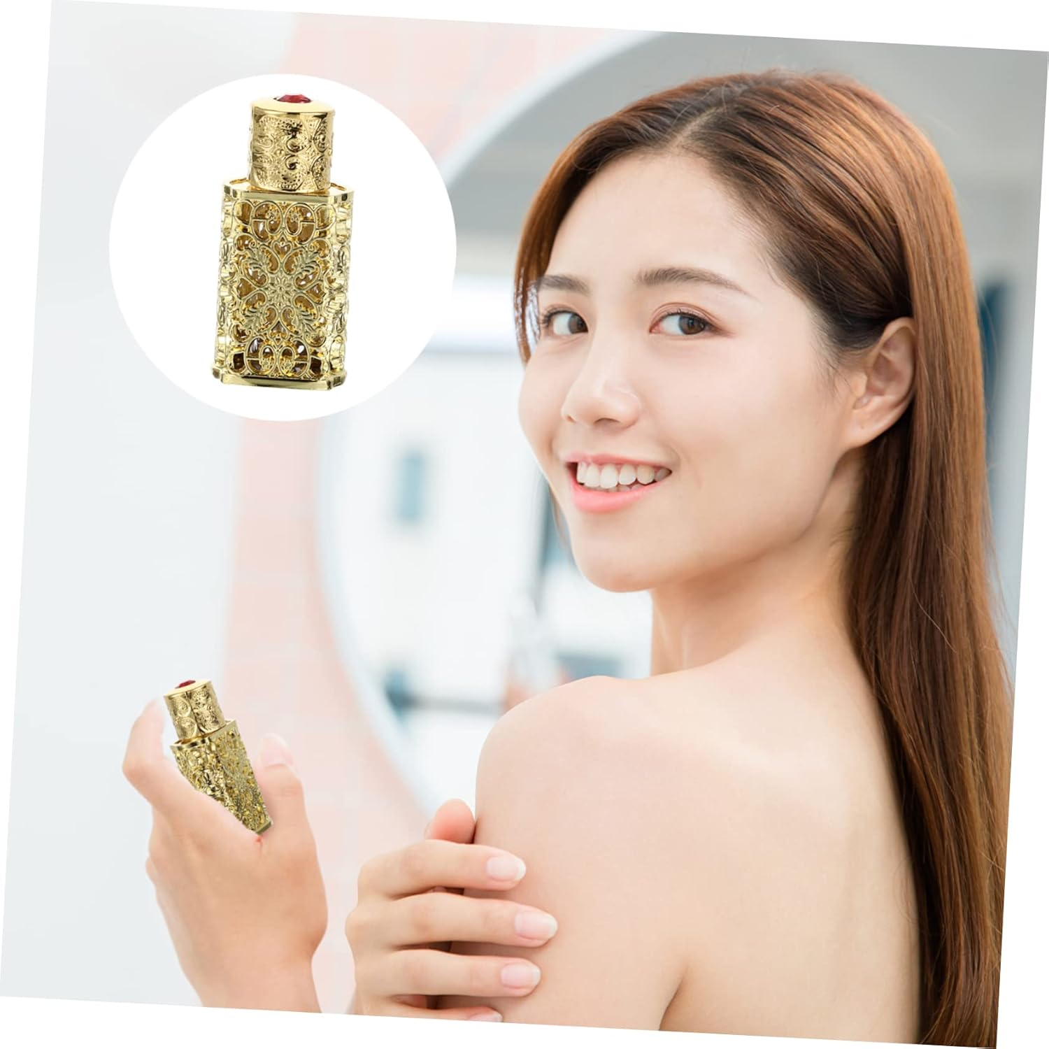 3Pcs Essential Oil Bottle Hollow Flower Engraving Refillable and Perfume Spray Container for Aromatherapy and Crafts Travel-Friendly Design Leak Seal Antique Style image number 5