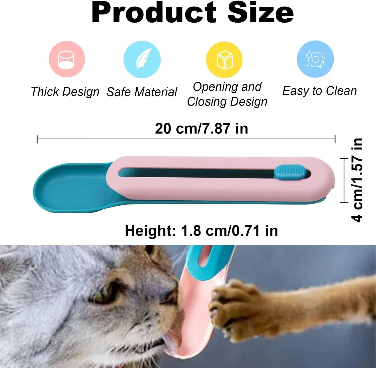 Cat Treats Dispense Spoon, Cat Strip Squeeze Spoon, Delectables Lickable Cat Treats Spoon, Easy to Use Cat Feeder Cat Food Spoon, Cat Food Storage Pet Food Spoon (Pink) image number 1