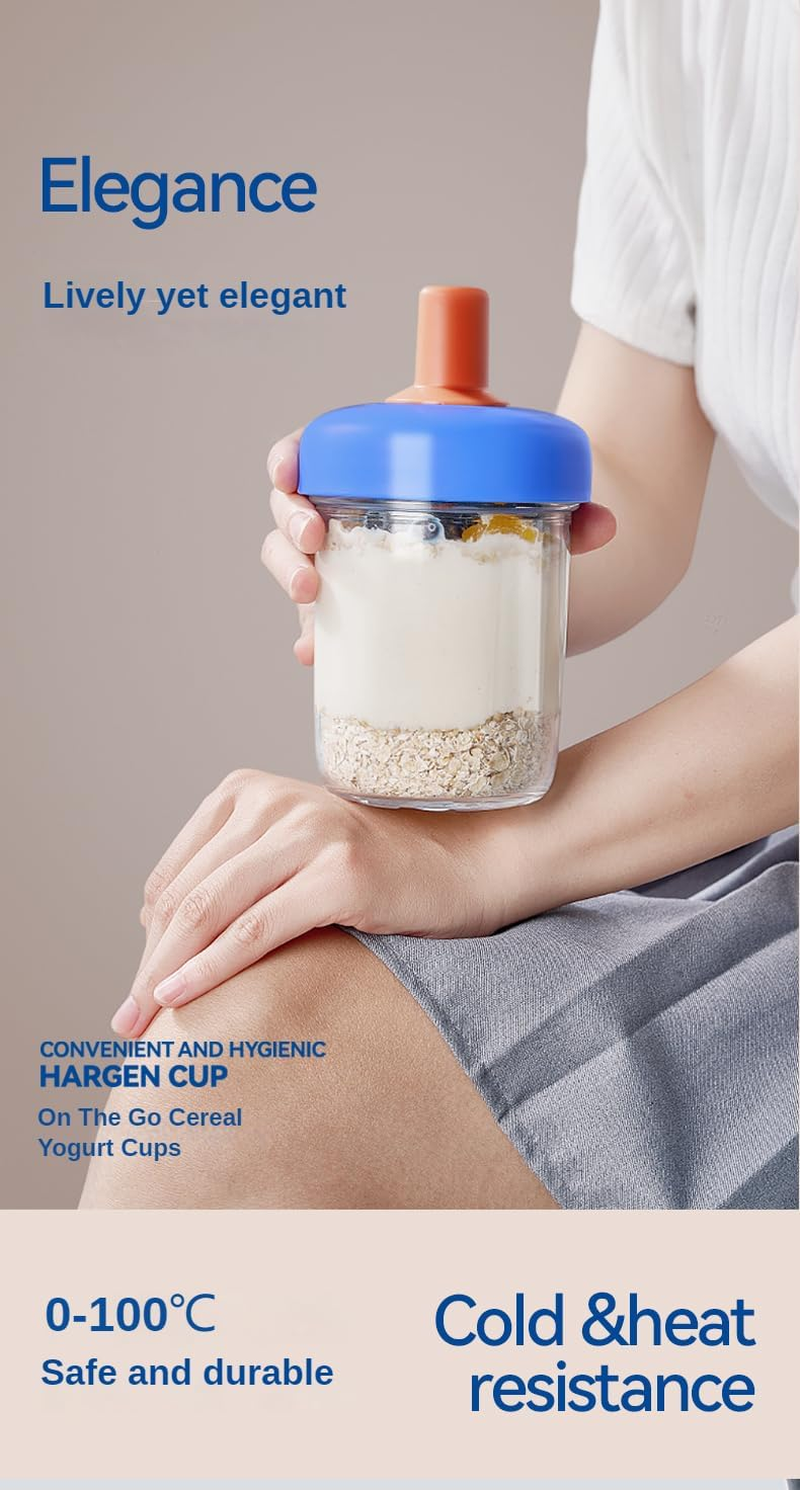 2 Pack Overnight Oats Containers with Lids and Spoons, 13.5 Oz Breakfast Yogurt Cup to Go, for Milk, Cereal, Oatmeal (Pink+Pink) image number 2