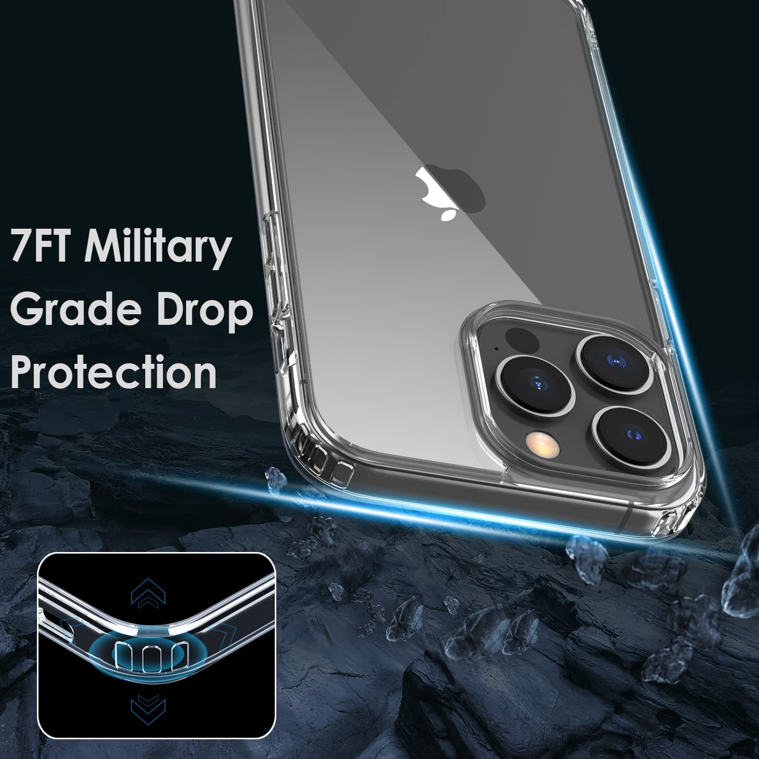 Shamo'S Compatible with Iphone 14 Pro Case, Clear Cases Shockproof with TPU Silicone Bumpers Anti-Scratch Cover, Transparent HD Clear [ anti Yellowing ] image number 4