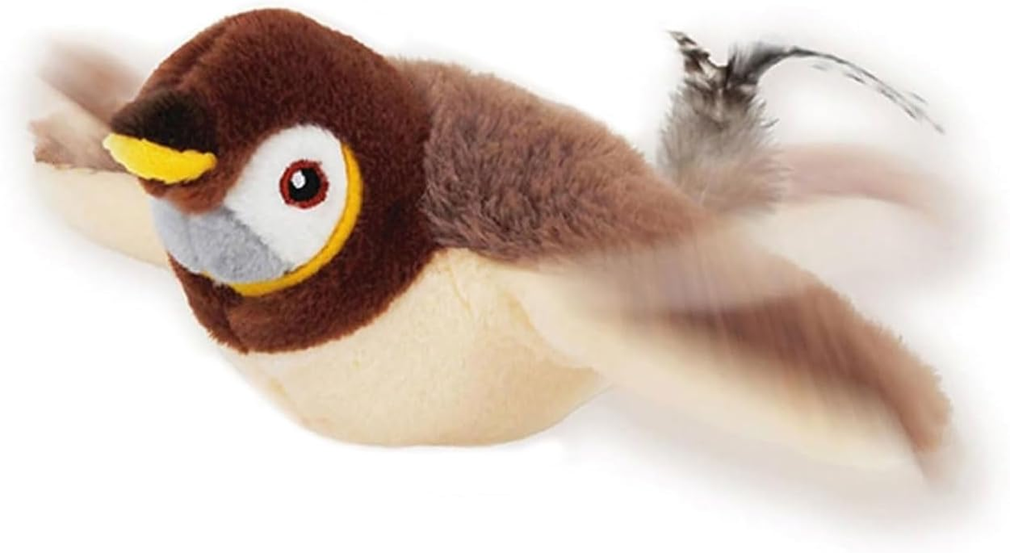 Cat Toys, Flapping Wings Sparrow Interactive Catnip Toys, Simulation Bird Singing Cat Toy, Electric Interactive Cat Toys for Indoor Cats, Rechargeable (Sparrow)